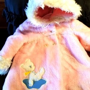 Vtg 1960s pink TODDLERS COAT appliqued